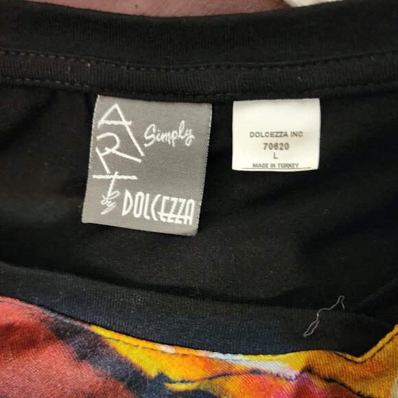 Simply Art by Dolcezza Top Multi Color Abstract Tunic Long Sleeve Women L Artsy - Picture 2 of 12